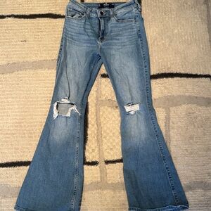 Hollister Light Blue Distressed Flare Jeans
